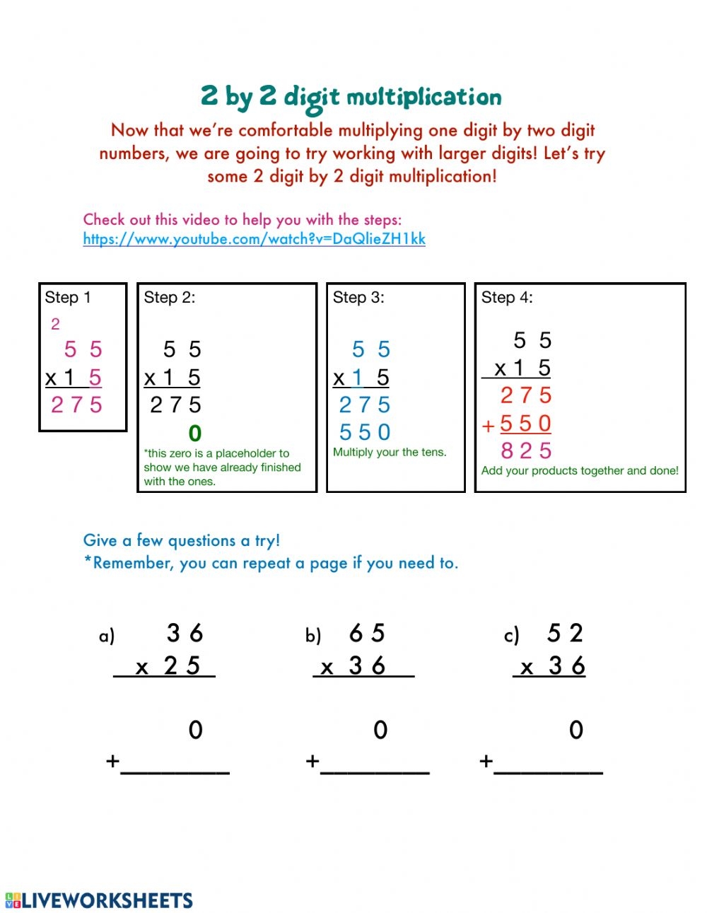 2 By 2 Multiplication Worksheets Printable Worksheets