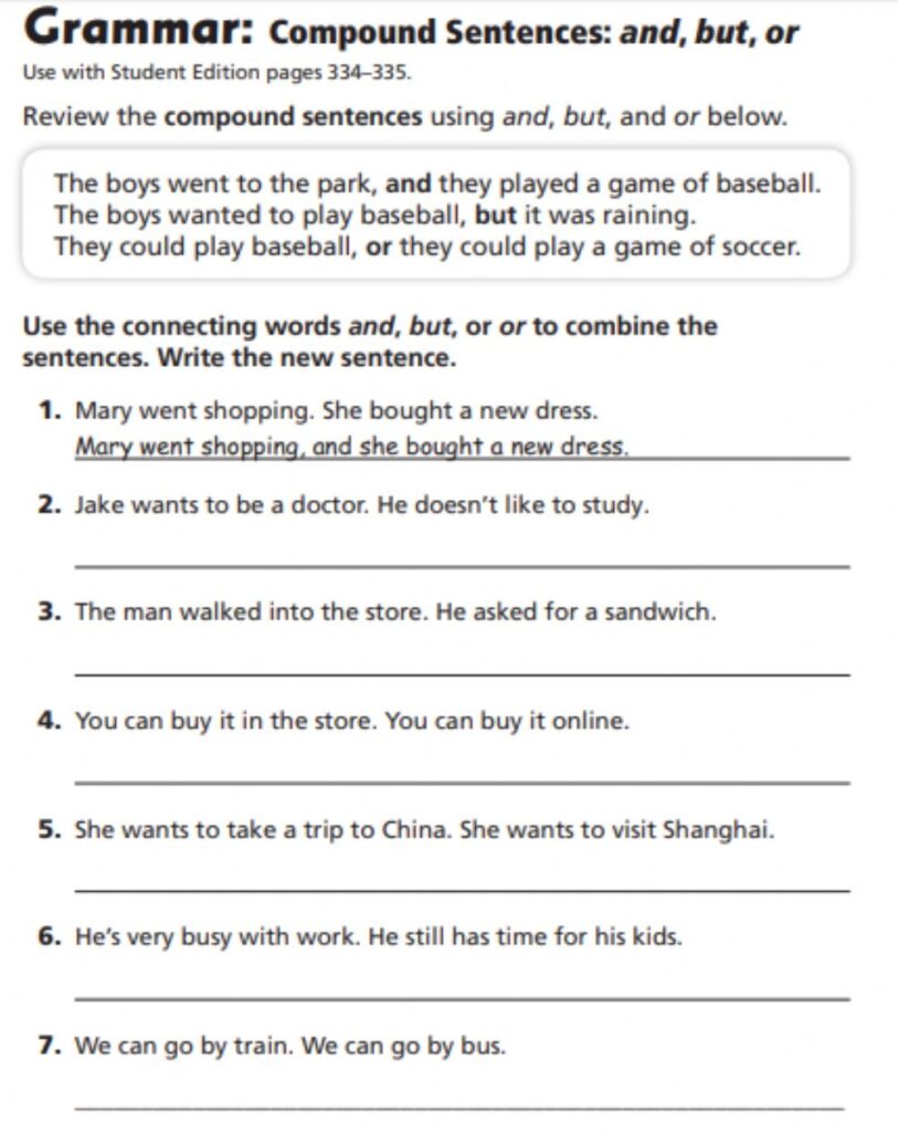 Writing Compound Sentences Worksheet Printable Worksheets