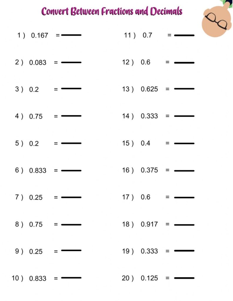 Writing Decimals As Fractions Worksheet Printable Worksheets