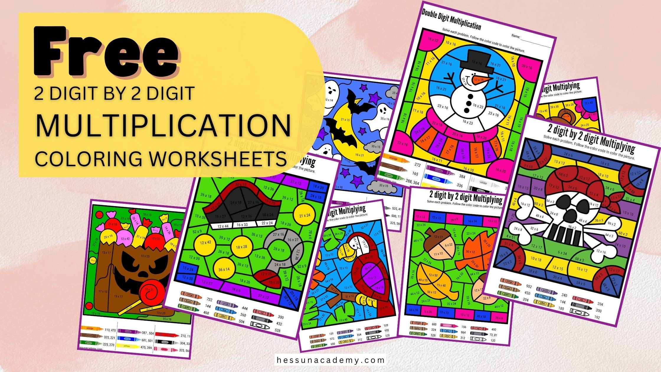 2 Digit By 2 Digit Multiplication Coloring Worksheets Pdf Free