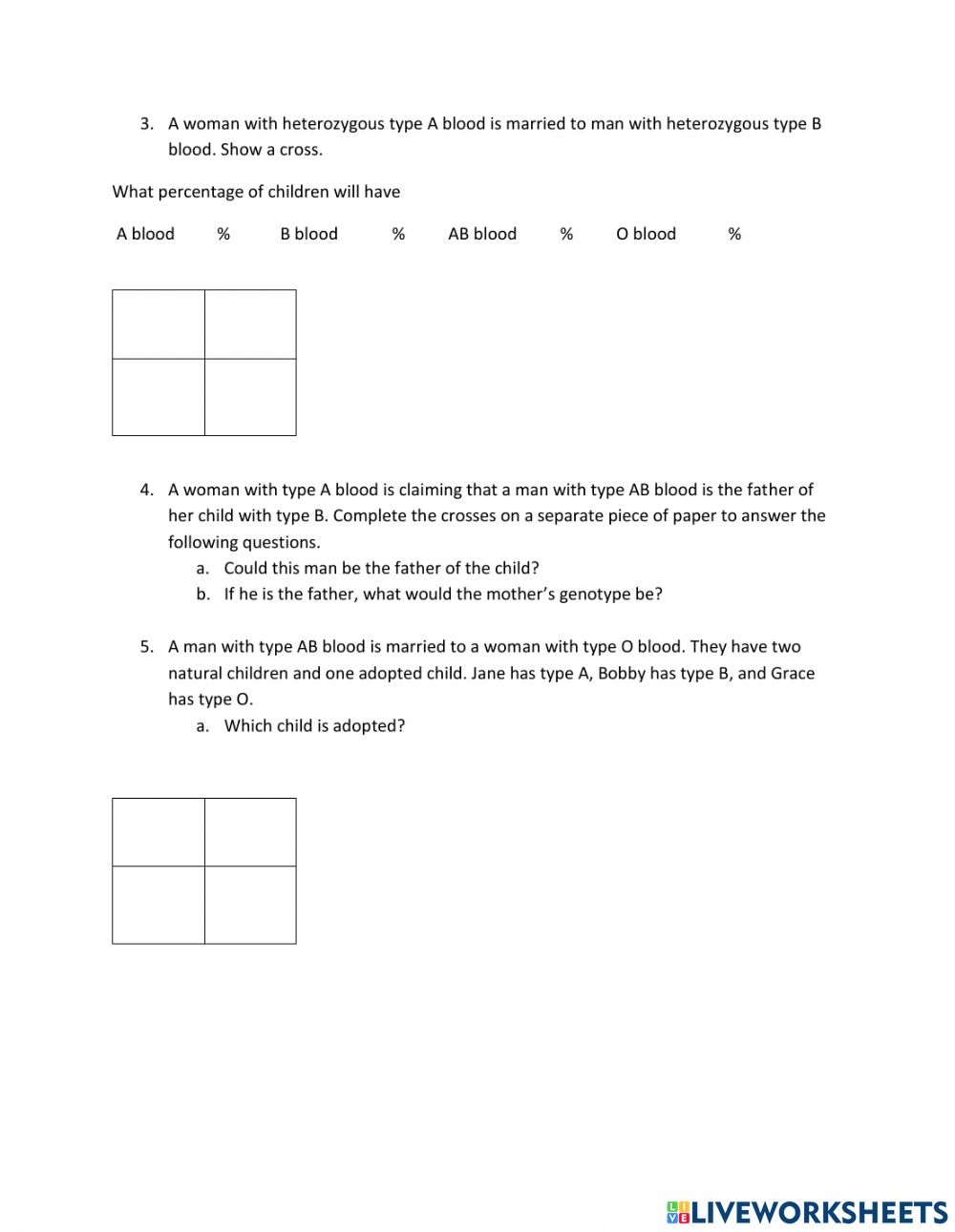 Worksheet Multiple Allele Crosses Answer Key