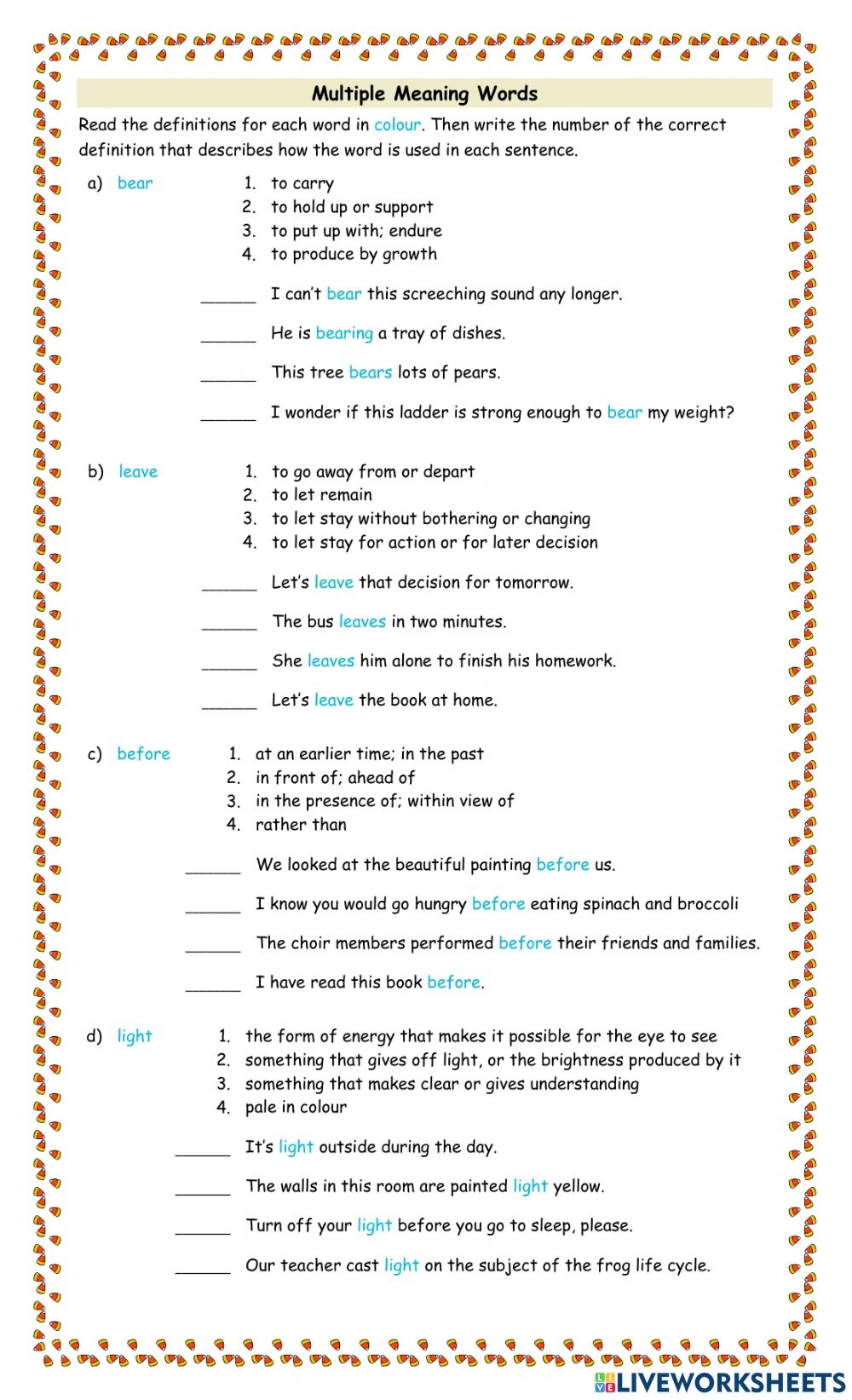 Multiple Meaning Words Worksheets 6th Grade Pdf