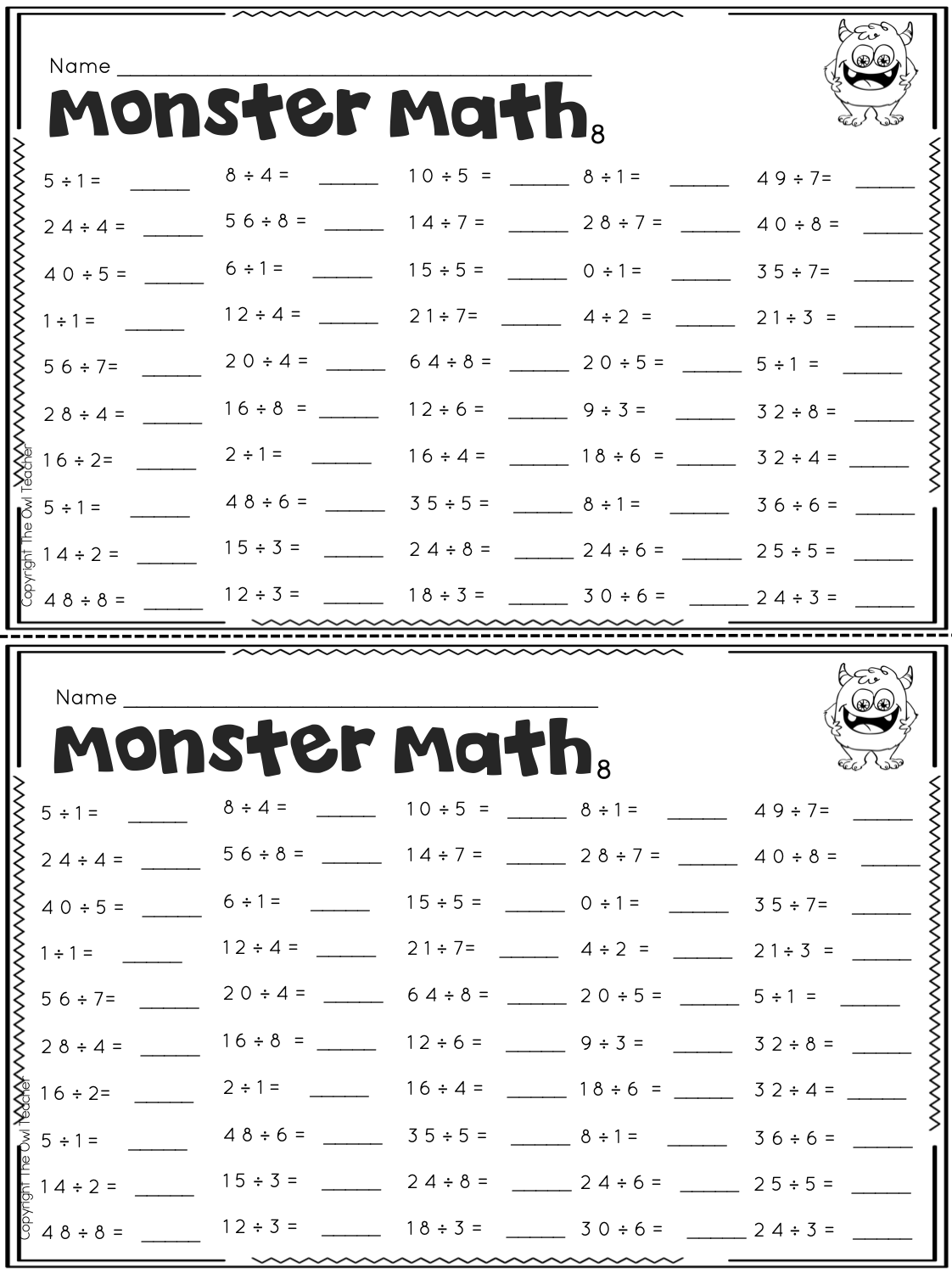 Multiplication Fluency Worksheet 3 And 4