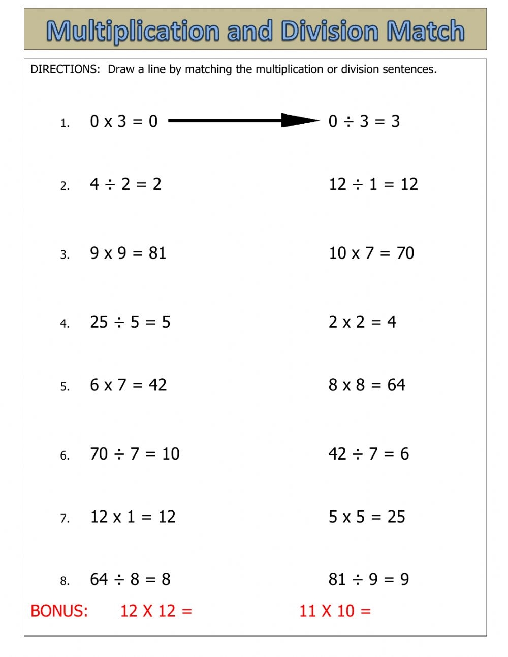 Relate Multiplication And Division Worksheets Printable Worksheets