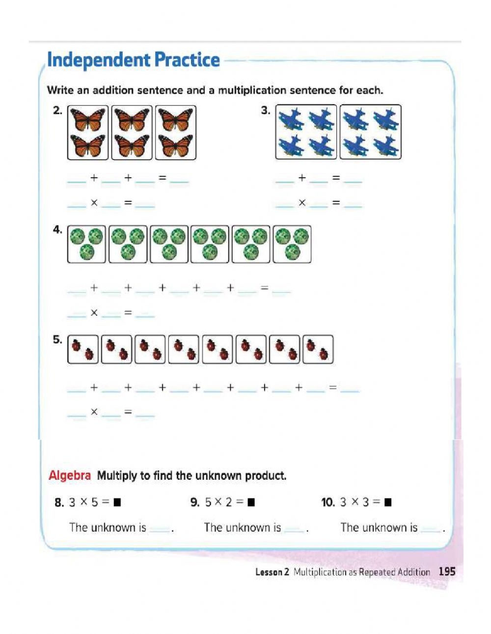 Repeated Addition And Multiplication Sentence Worksheets Grade 2