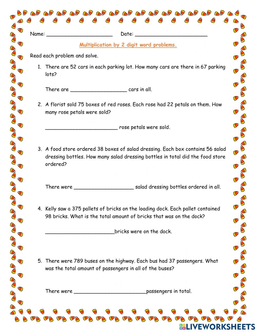 2 Digit By 2 Digit Multiplication Word Problems Worksheets Pdf 