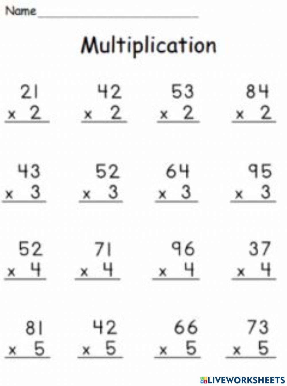Multiplication Live Worksheets Grade 4 Printable Worksheets