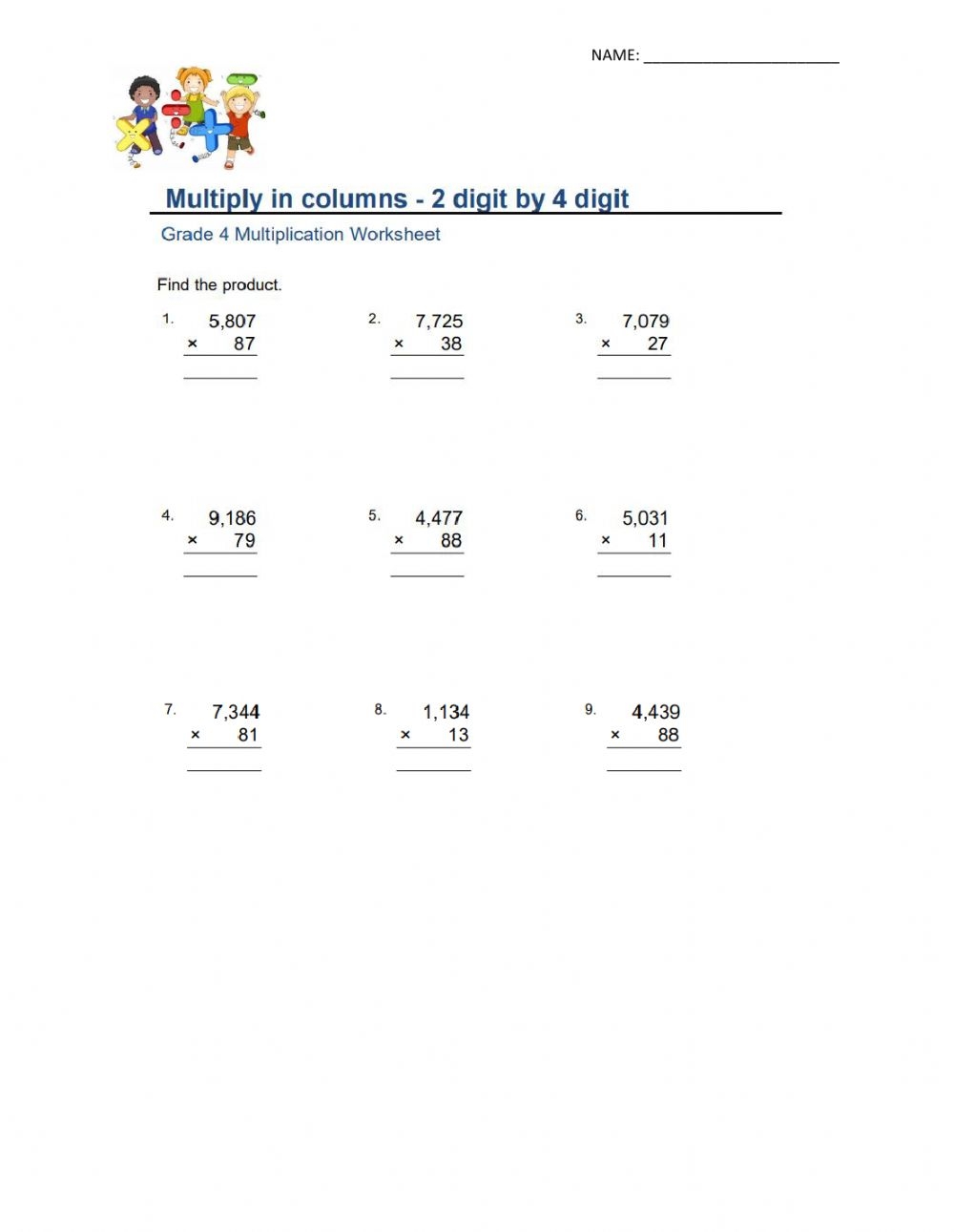 4 By 2 Digit Multiplication Worksheets Printable Worksheets