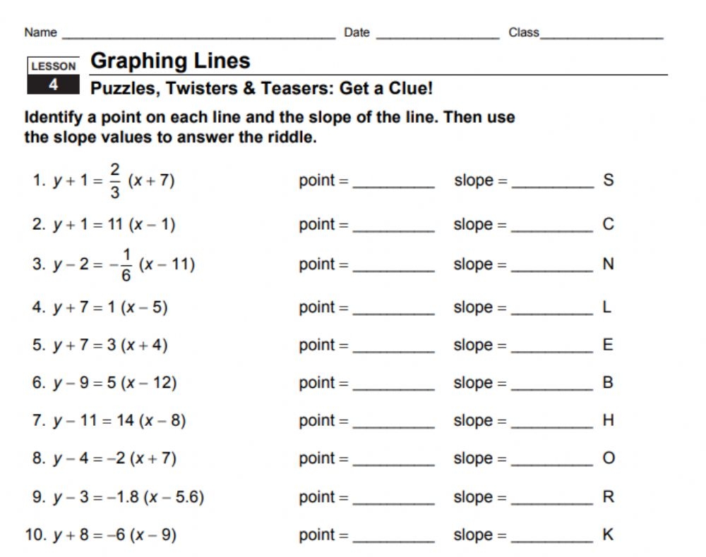 Writing Equations In Point Slope Form Worksheet Printable Worksheets