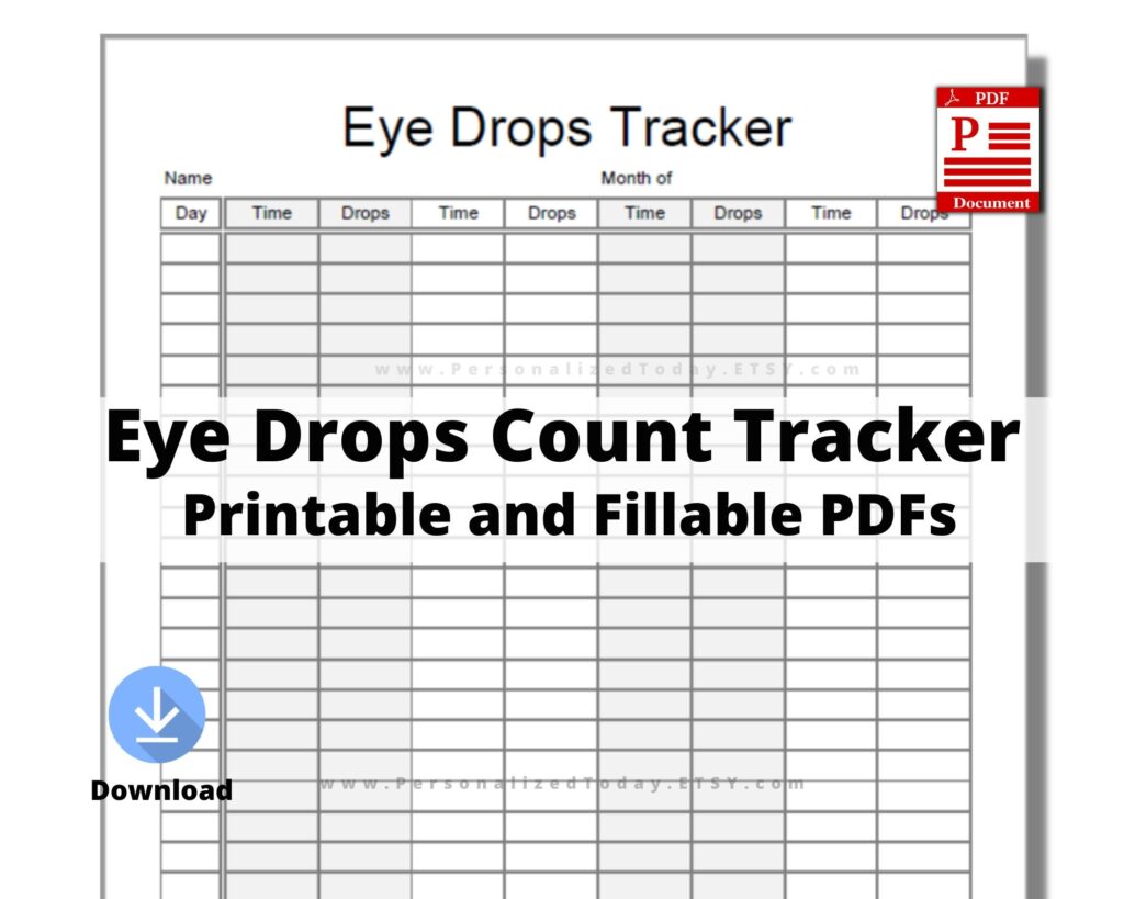 Printable Eye Drops Tracker Fillable And Print And Write PDF Etsy Denmark