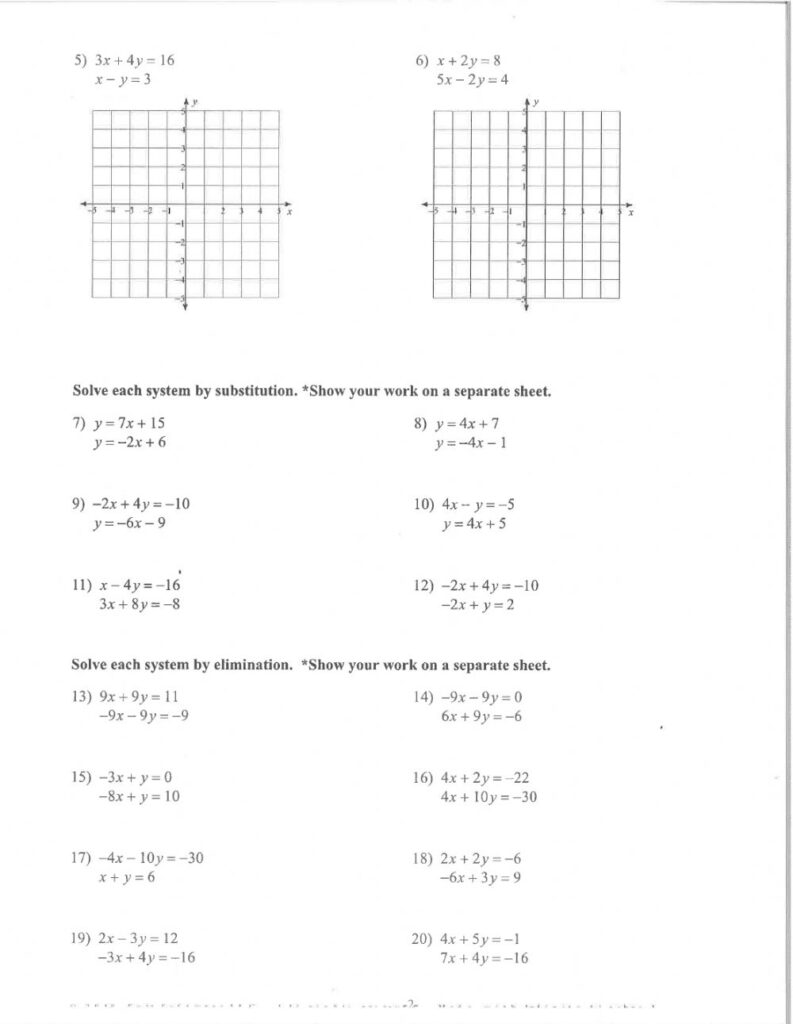 Writing Systems Of Equations Worksheet Printable Worksheets