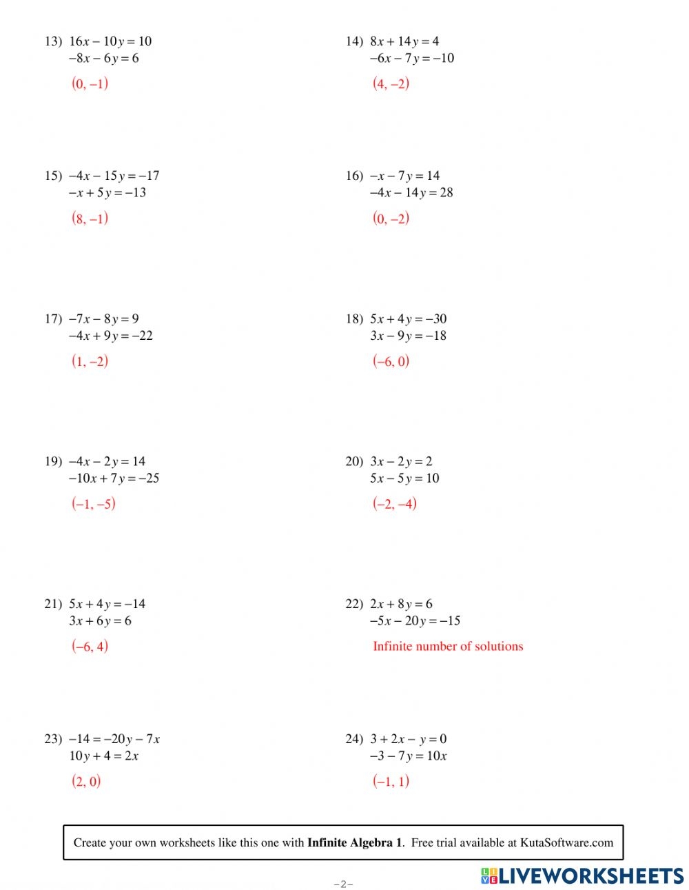Systems Of Equations Elimination With Multiplication Worksheets Answers