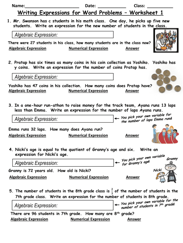 Writing Equations From Word Problems Worksheets Printable Worksheets