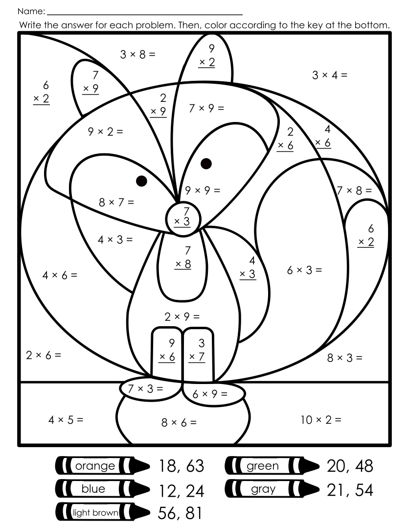 10 Best Free Printable Multiplication Coloring Worksheets Printablee