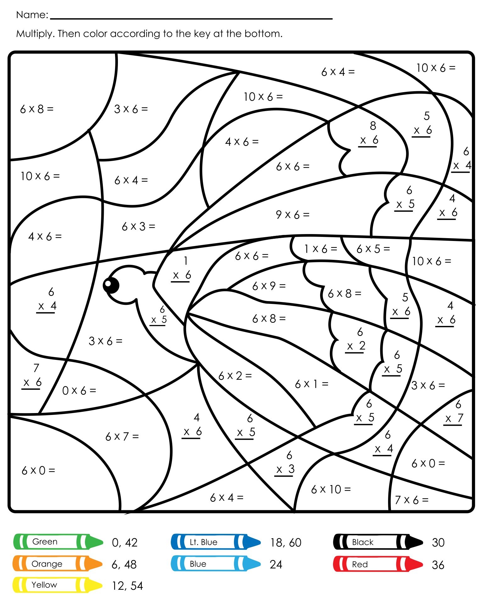 10 Best Free Printable Multiplication Coloring Worksheets Printablee