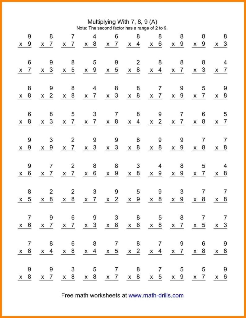 100 Math Facts Printable Worksheets - Printable Worksheets