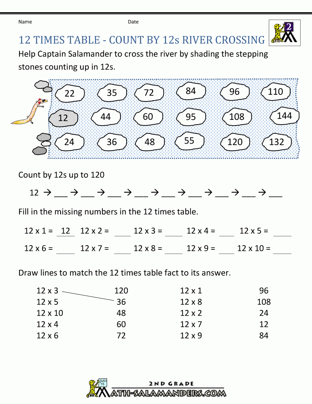 12 X 12 Multiplication Worksheets