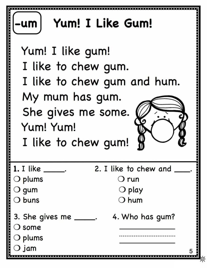 Free Printable 1st Grade Reading Printable Worksheets