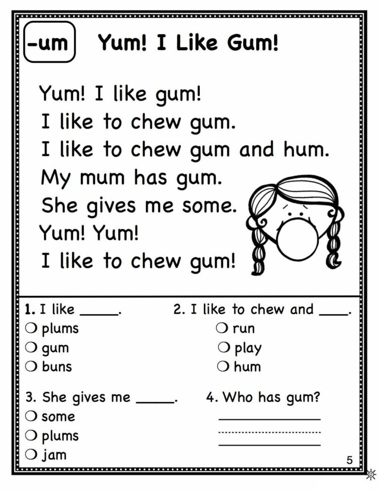 Free Printable 1st Grade Reading - Printable Worksheets