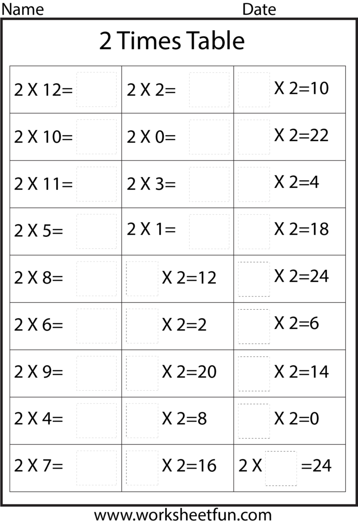 Free Printable Times Table Test - Printable Worksheets