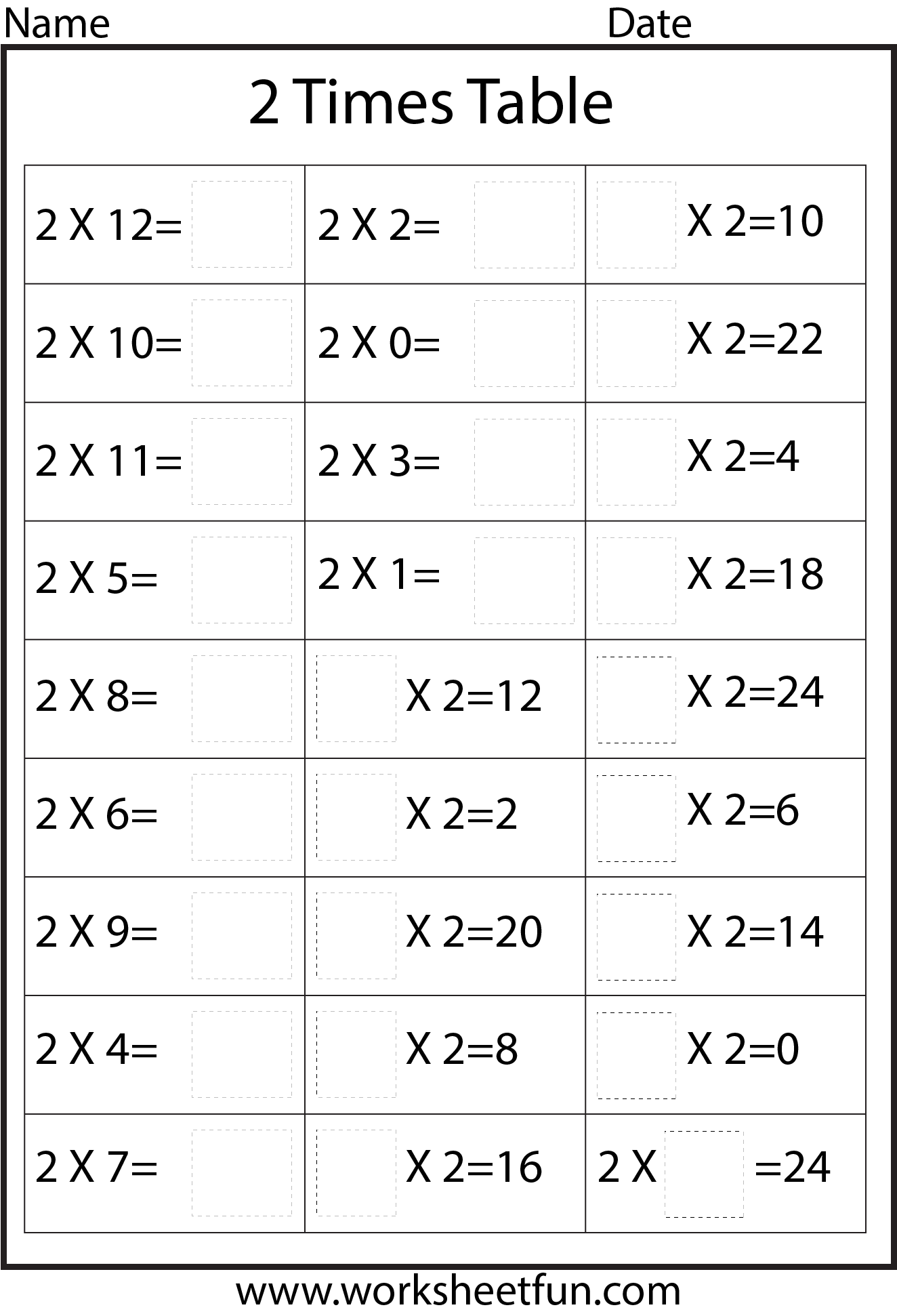 2 12 Times Table Worksheets Times Tables Worksheets Multiplication Facts Worksheets 2 Times Table Worksheet