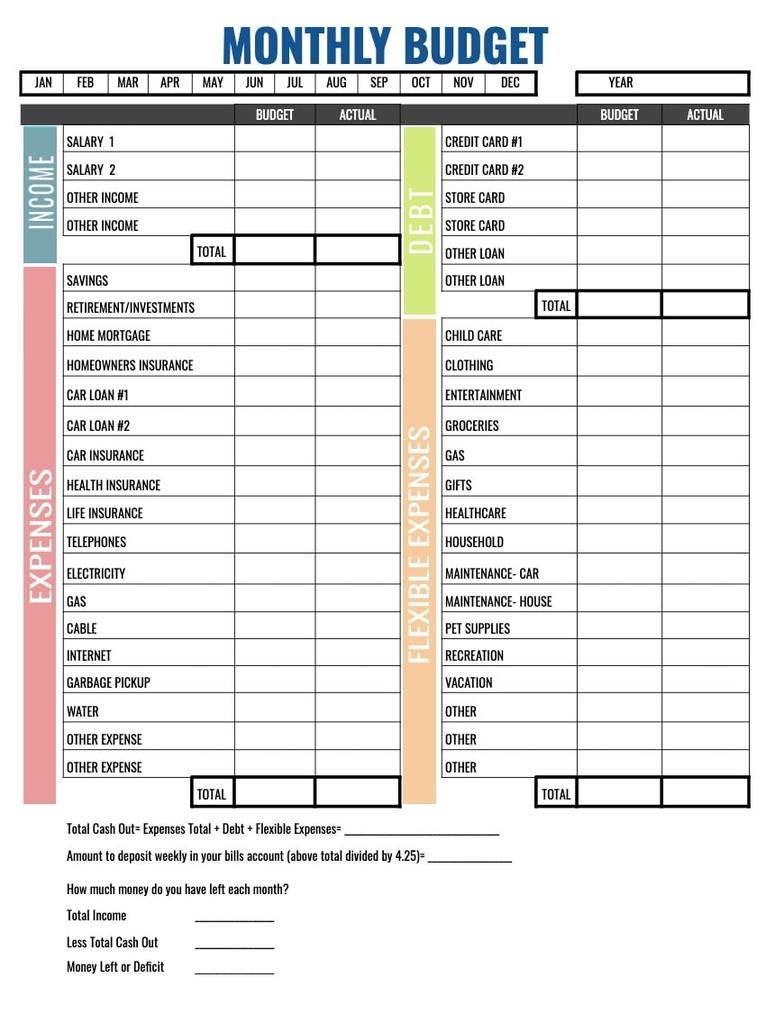 Home Monthly Expense Pdf Worksheet