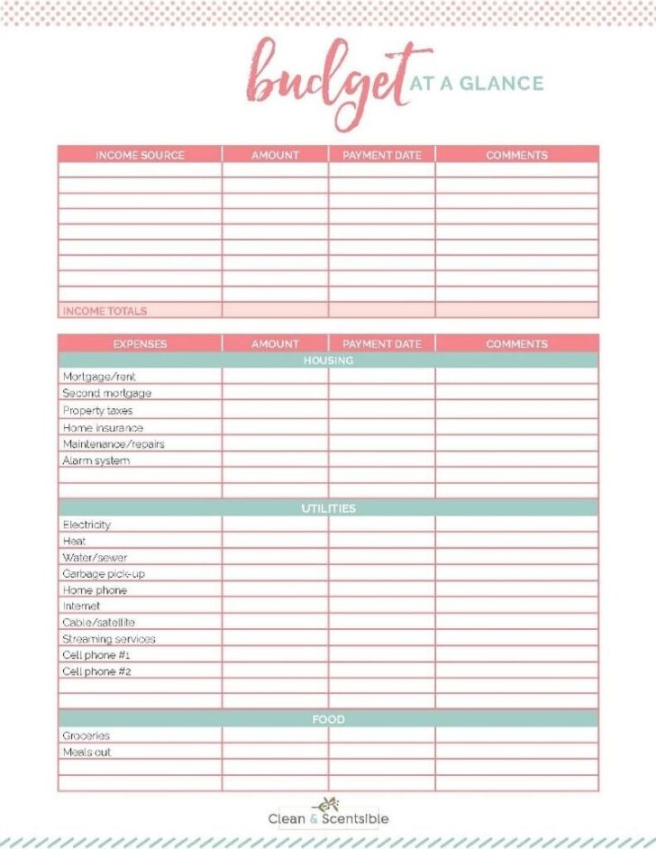 Budget List Pdf Printable Worksheets Budget List Pdf Printable Worksheets