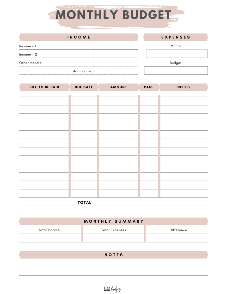 Household Budget Beginner Printable Budget Worksheet