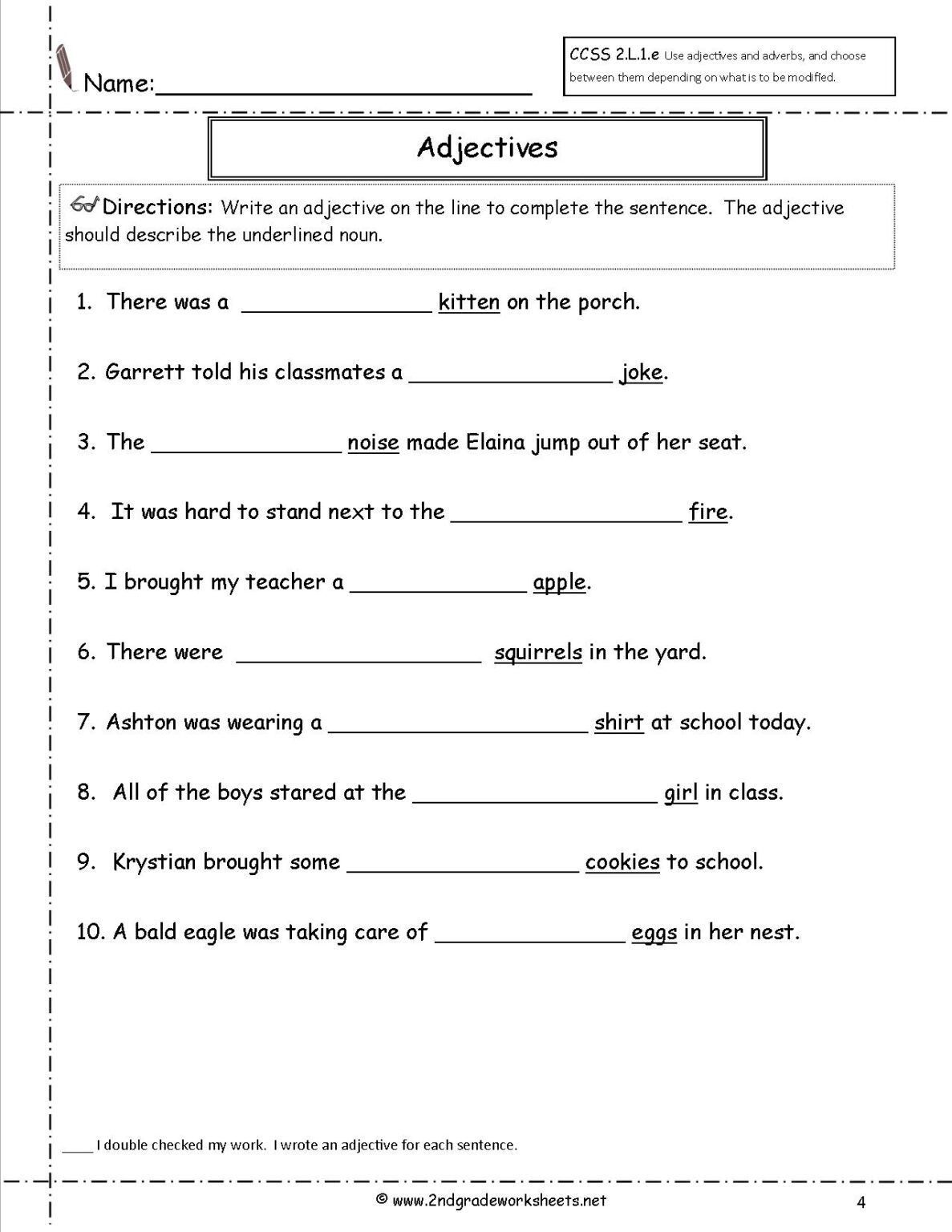 Free Printable Worksheets On Adjectives For Grade 6 Printable Worksheets