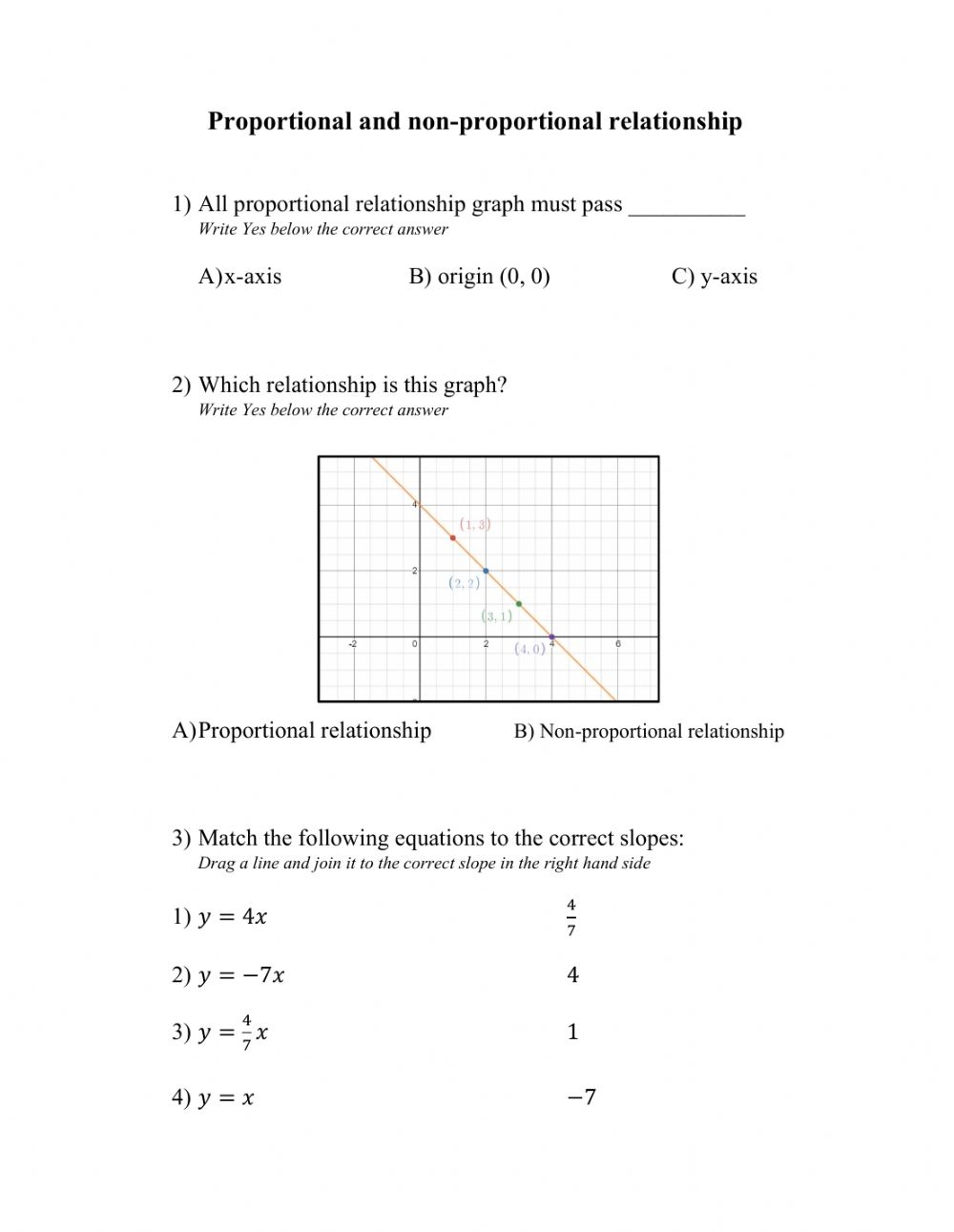 3 6 Proportional And Non proportional Relationship Worksheet