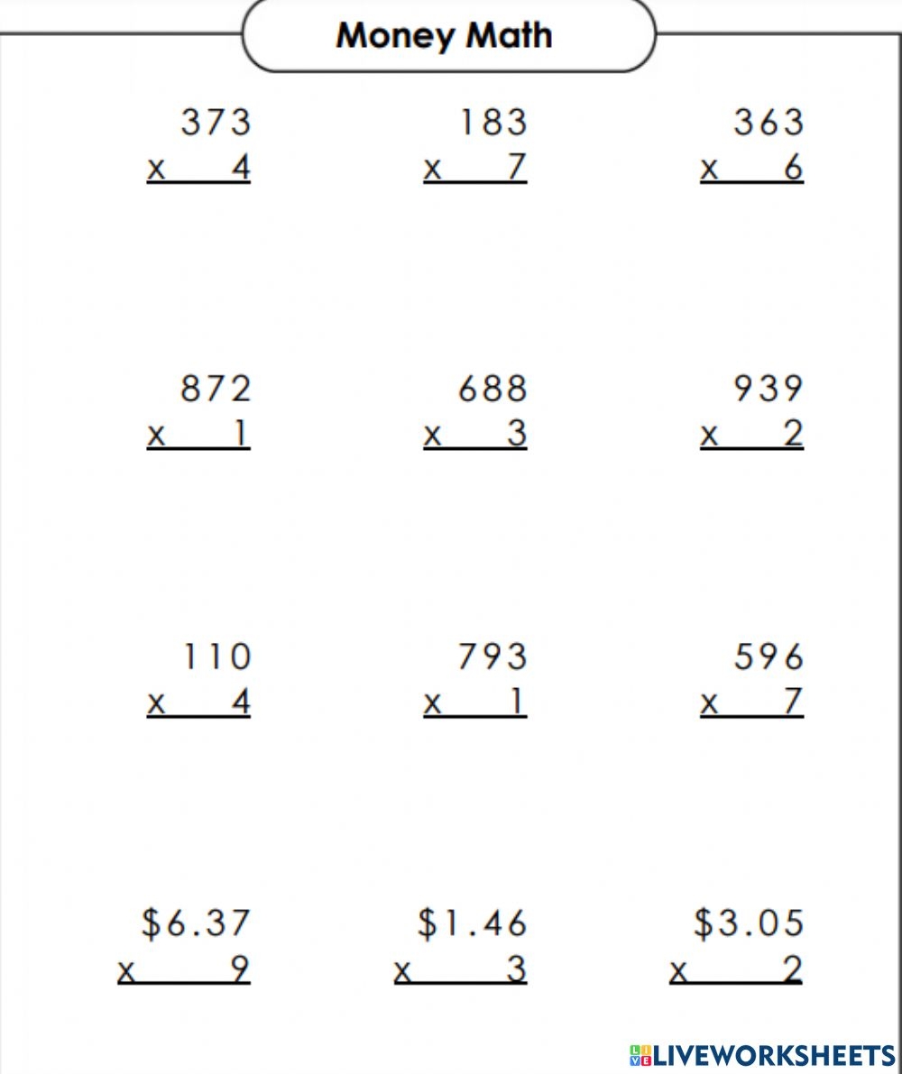 Multiplication Worksheets 3 Digit