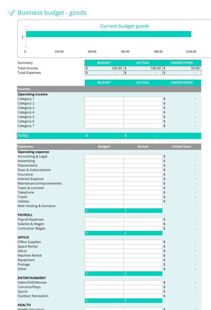 Free Small Business Budget Worksheet