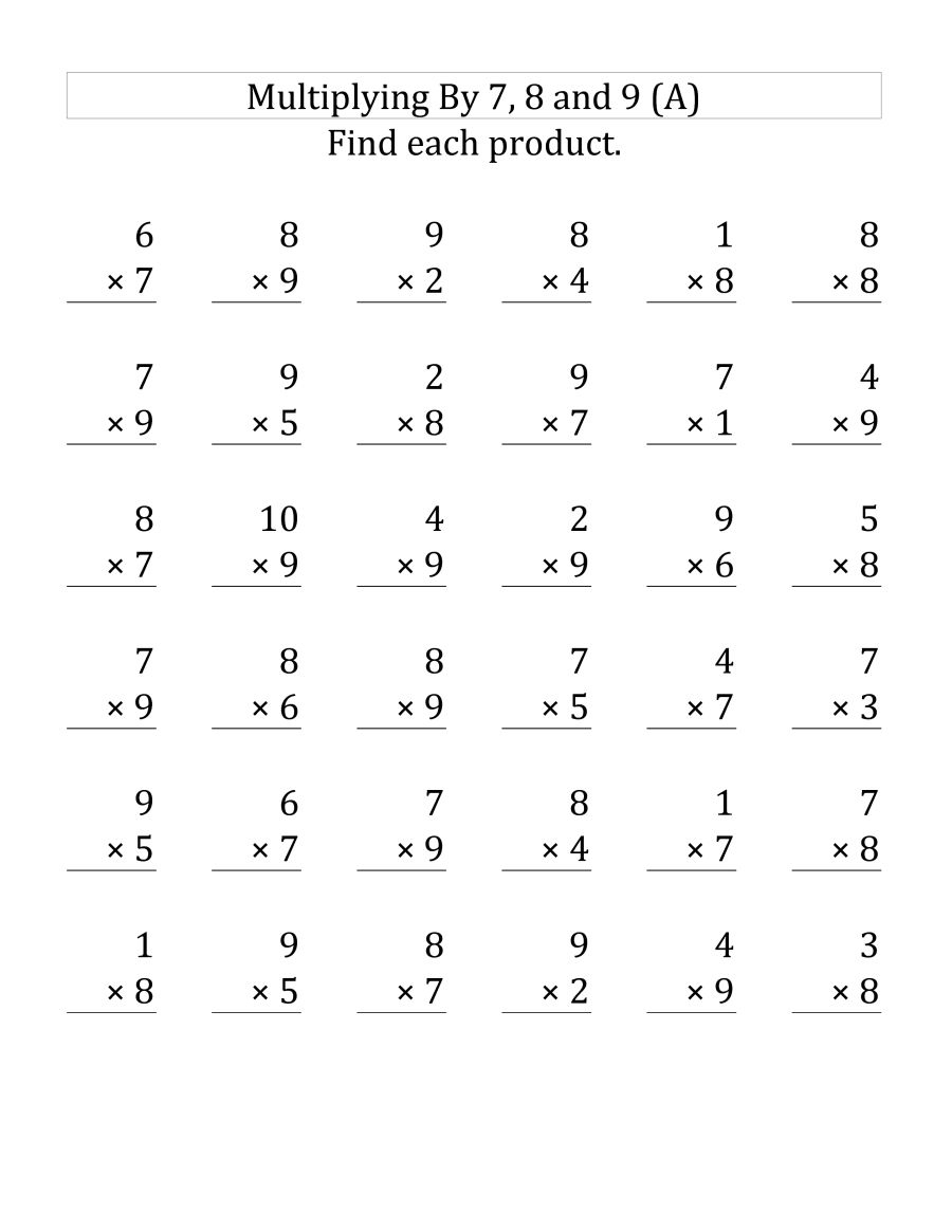 Multiplication Worksheets For 3rd Grade