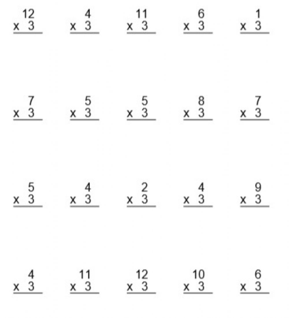 Multiplication Worksheets By 3
