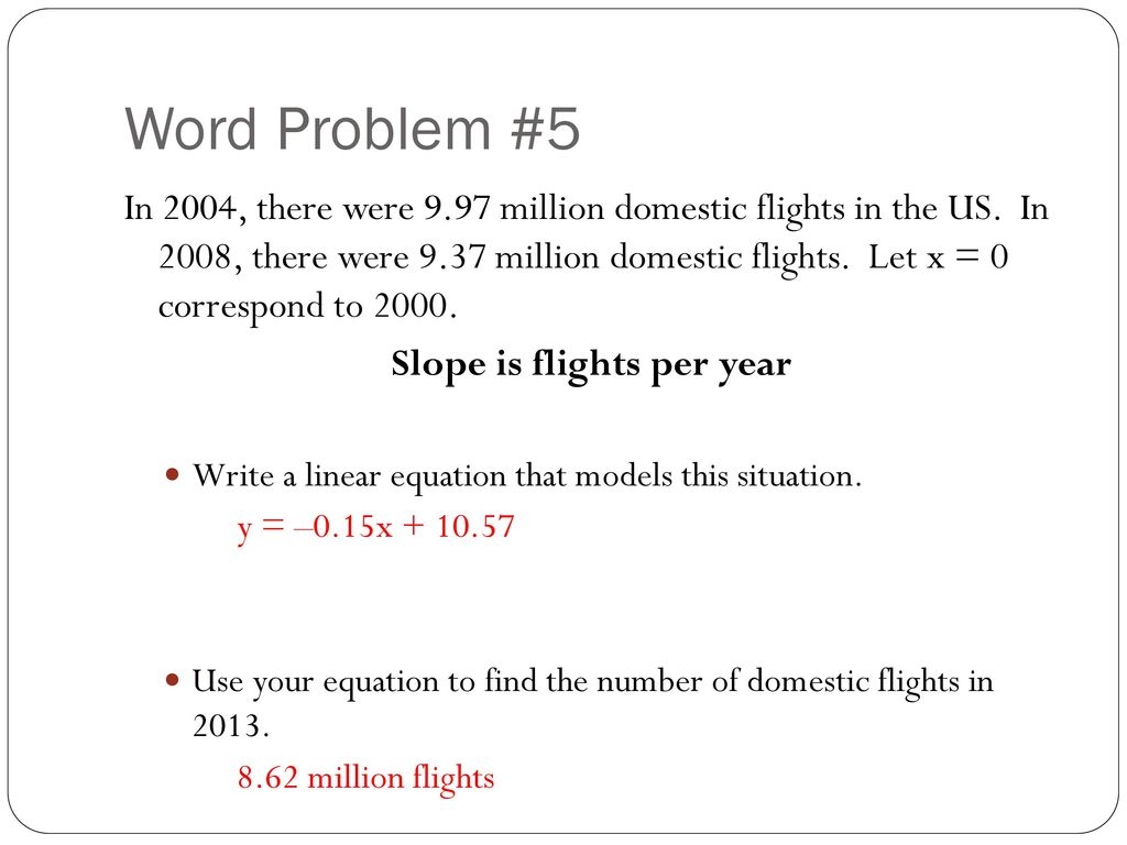 4 2 Writing Equations Given Word Problems Ppt Download