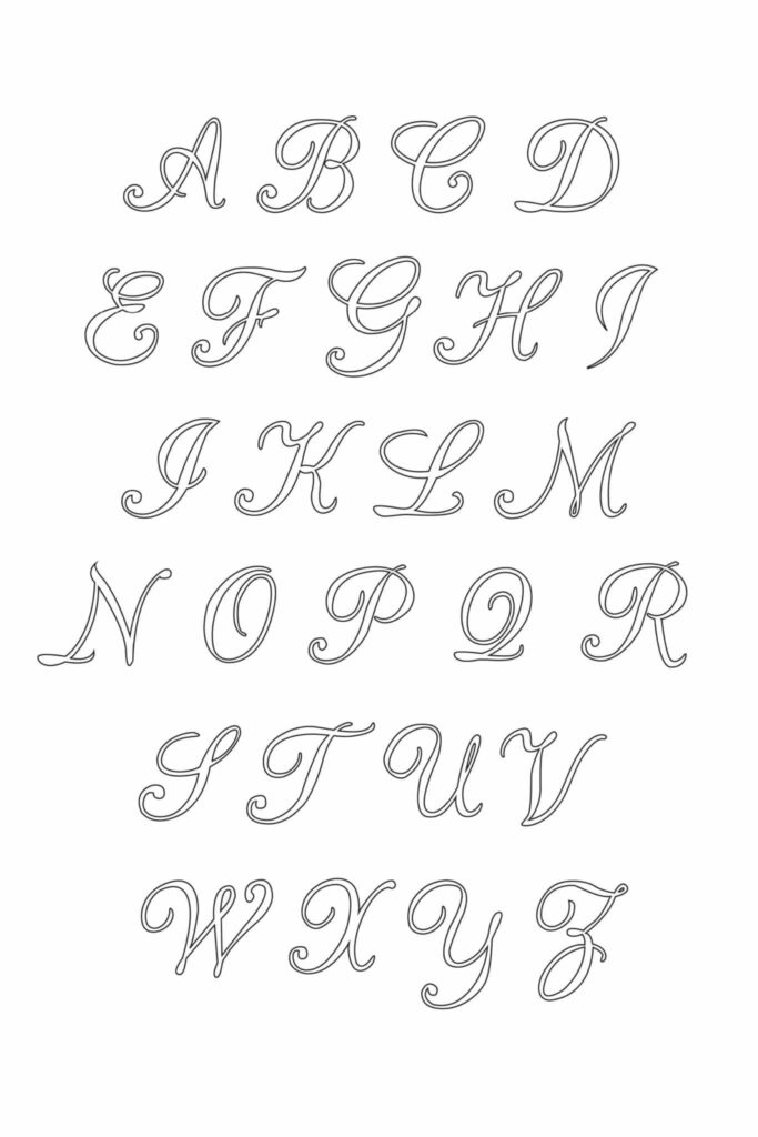 5 Free Printable Alphabet Calligraphy Letters Freebie Finding Mom Free Printable Letter Stencils Letter Stencils Printables Calligraphy Letters Alphabet