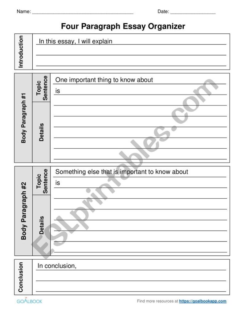 5 Paragraph Essay Outline ESL Worksheet By Youngcantabile