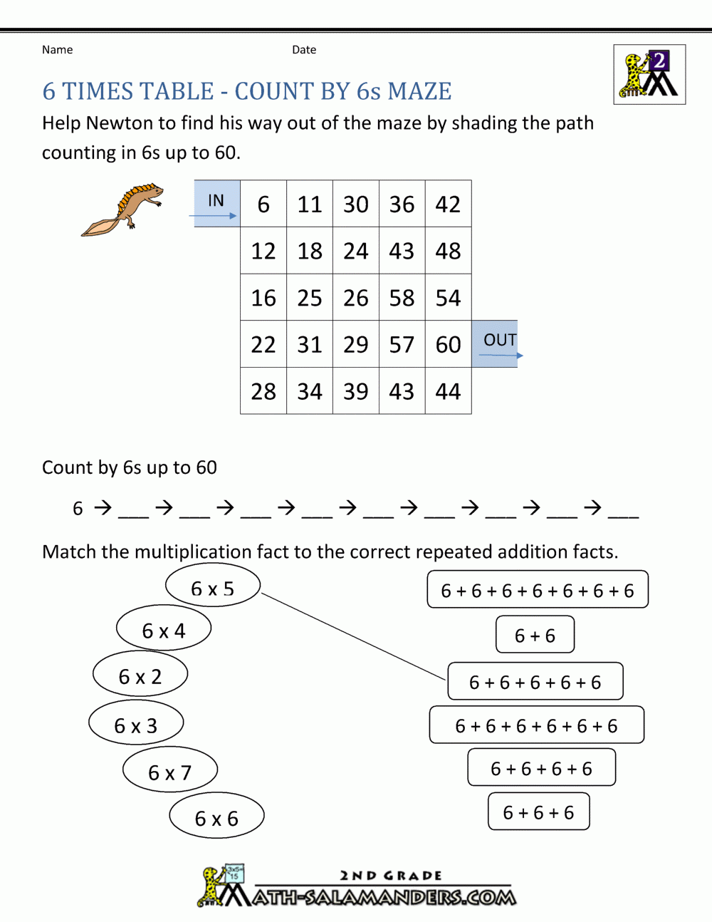6's Multiplication Worksheets