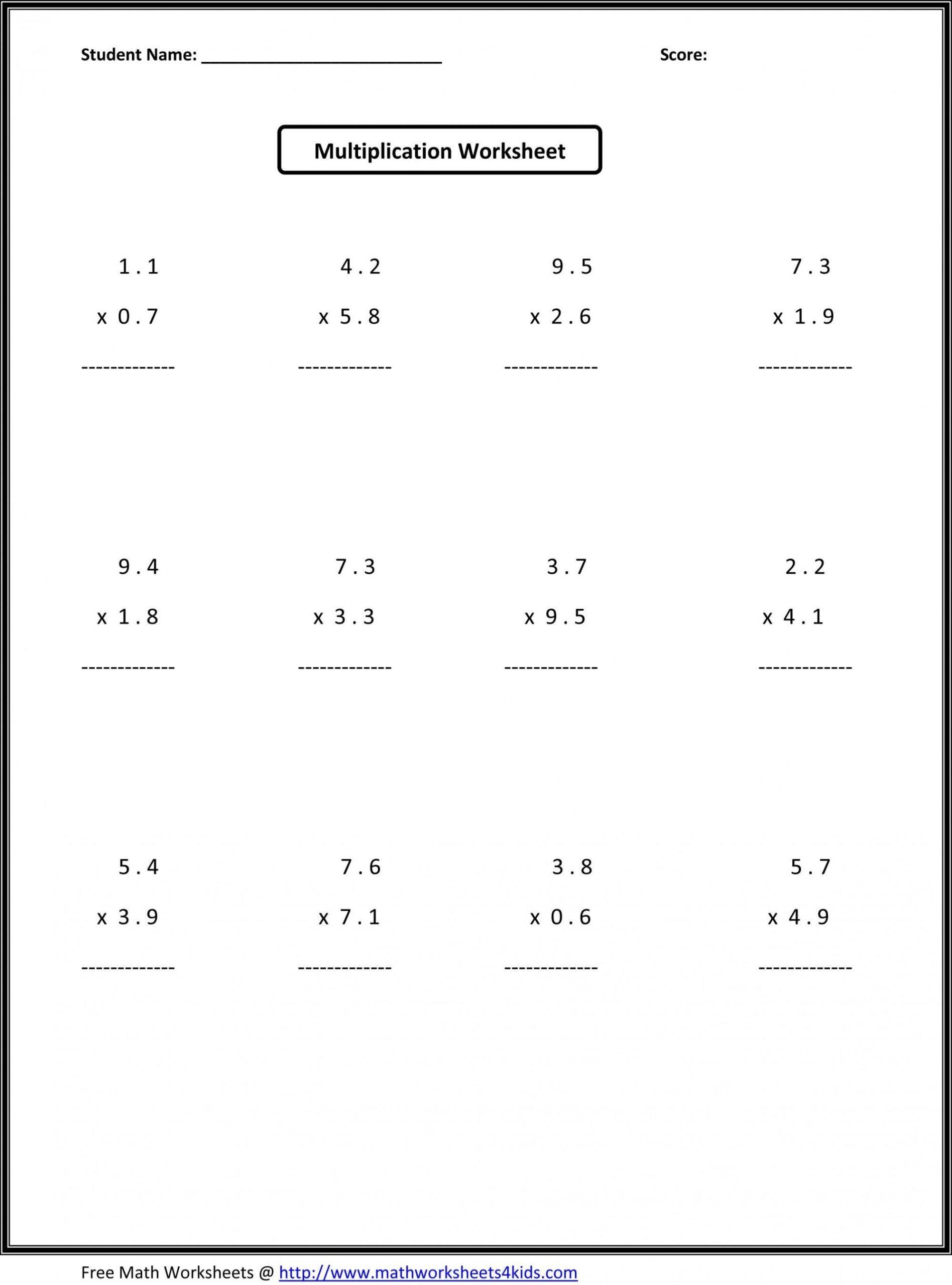 Multiplication Worksheets For 6th Graders