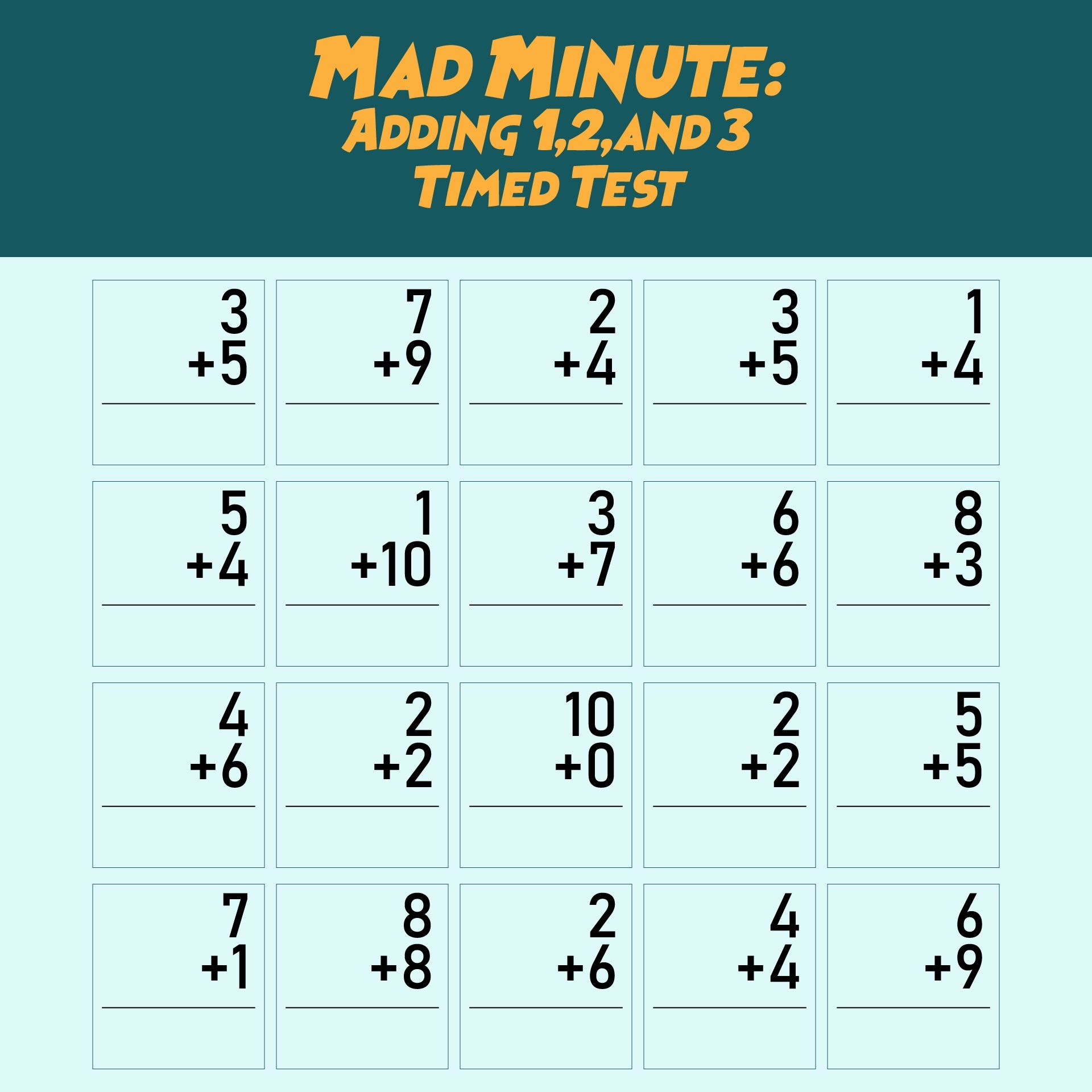 Free Mad Minute Math Worksheets