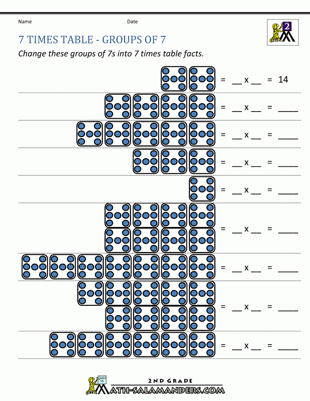 Free Multiplication Worksheets Printable 7s