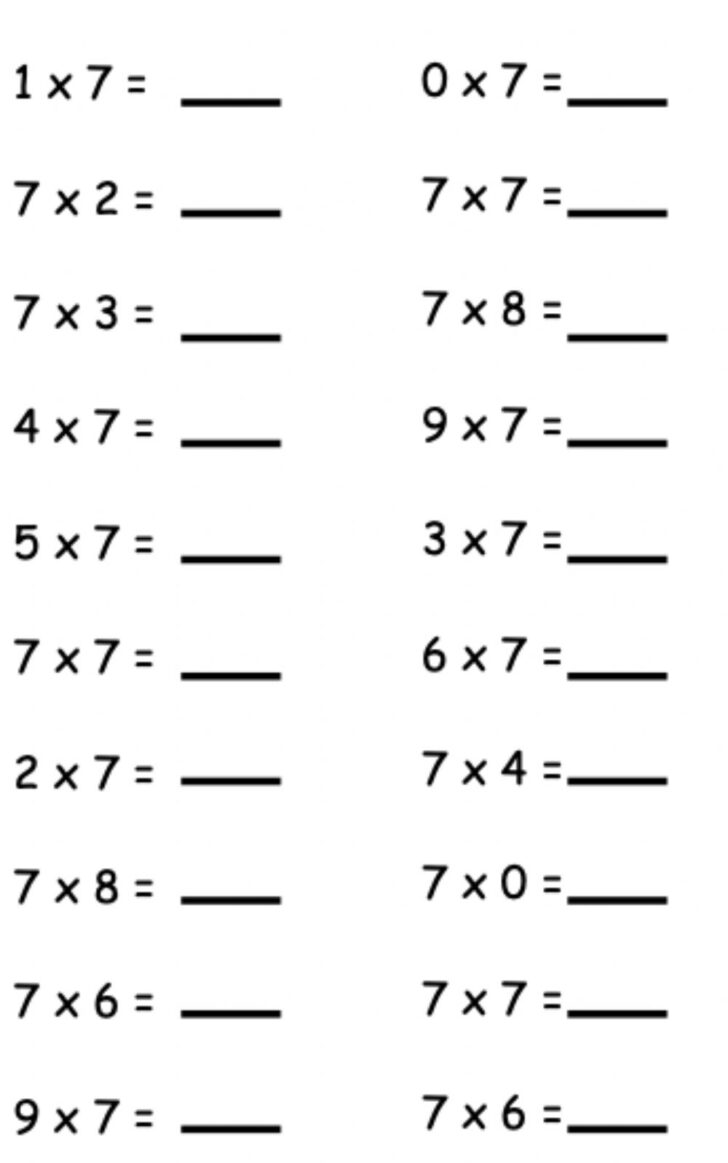 7s Multiplication Worksheets - Printable Worksheets