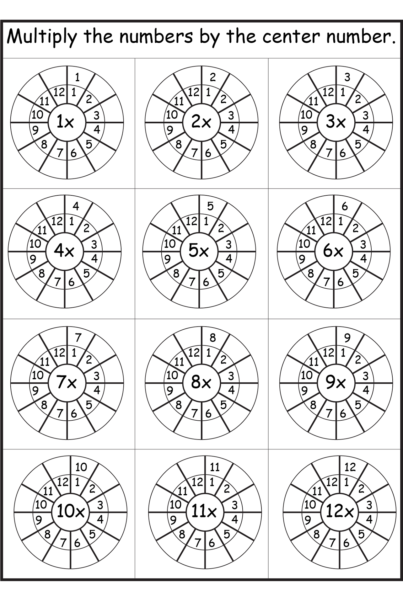 8 Times Table Multiplication Wheels