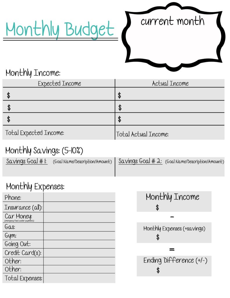 A Free Printable Monthly Budget Sheet Created For Young Adults Who Still Live At Home And Don t Have Many B Budget Sheets Monthly Budget Sheet Monthly Budget