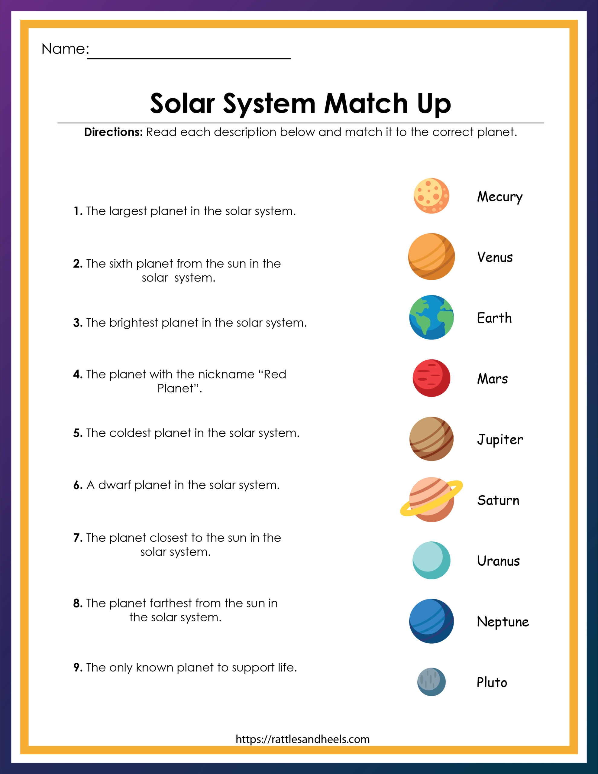 Printable Worksheets On The Planets