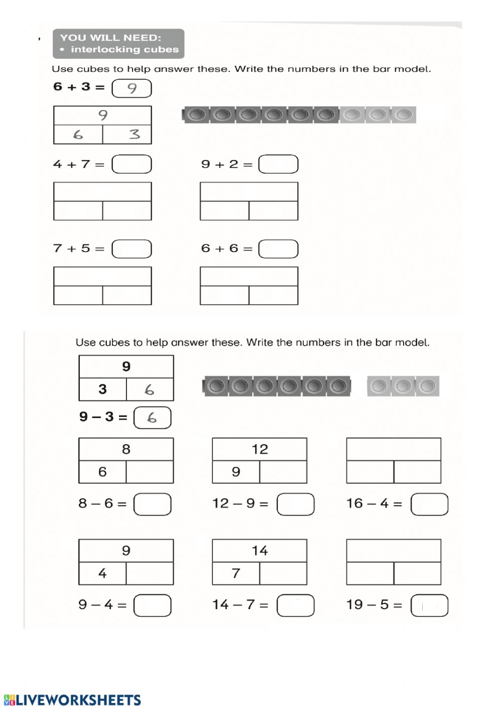 Bar Model Multiplication Worksheets