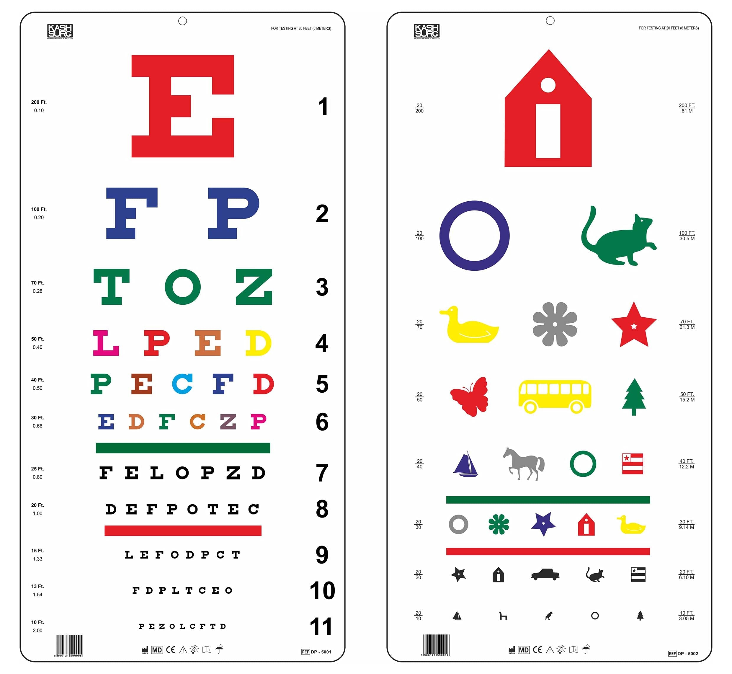 Amazon Traditional Snellen Color Kindergarten Color Distance Vision Eye Chart 20 Feet 22 X 11 Inch Industrial Scientific