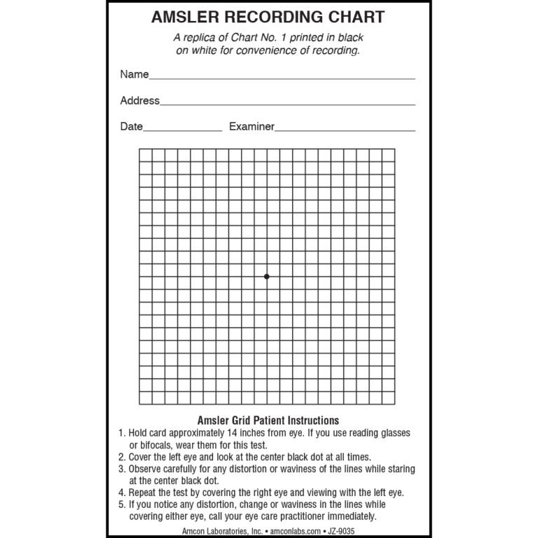 Amsler Recording Chart For Eyes - Printable Worksheets