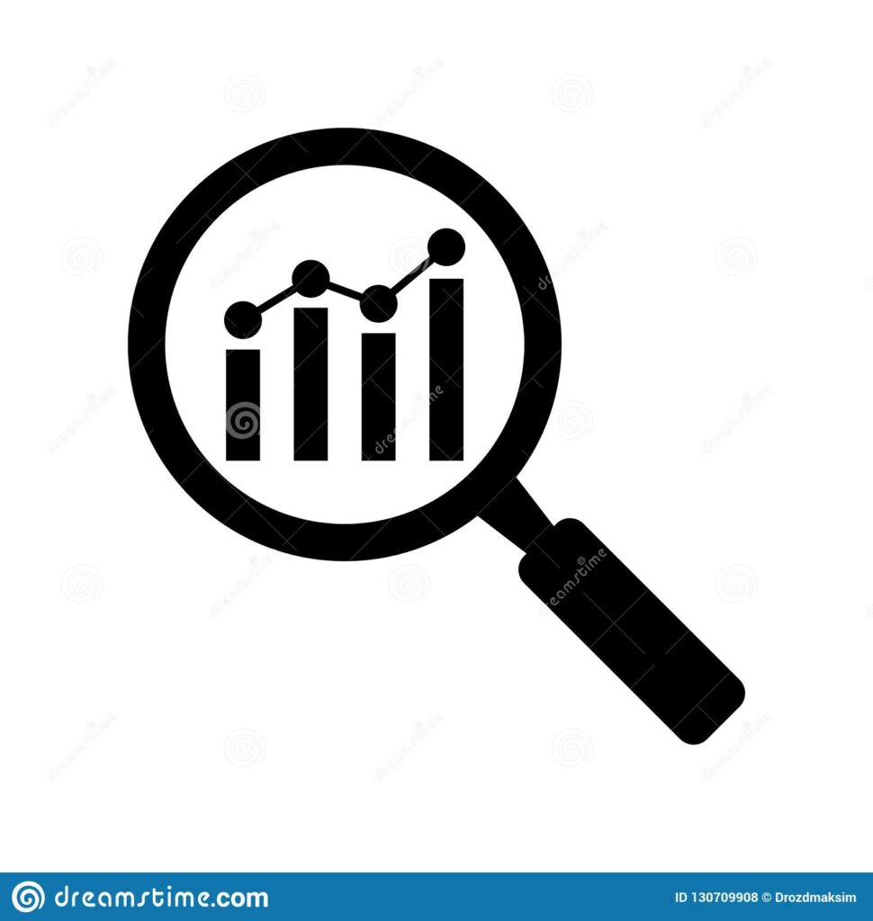 Analytic Vector Icon Magnifying Glass With Bar Chart Stock Vector Illustration Of Graph Vector 130709908