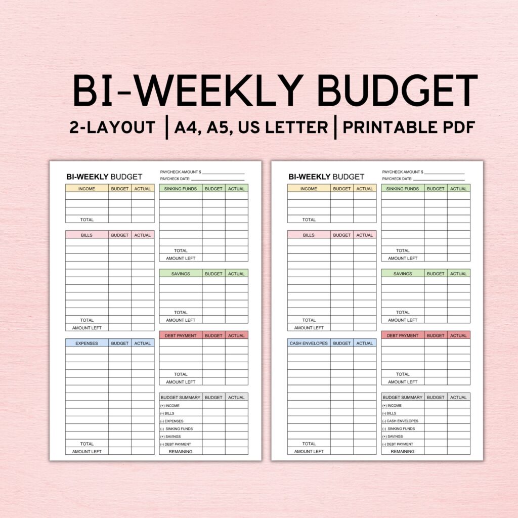 Bi Weekly Paycheck Budget Worksheet
